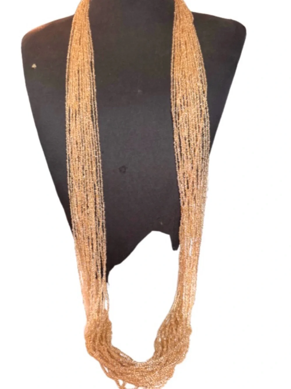 Super Long Gold Seed Bead Necklace